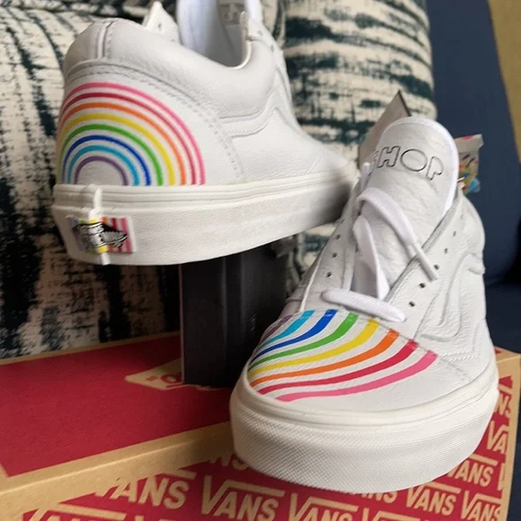 Vans Old Skool Flour Shop Rainbow/True White MENS - Picture 2 of 16